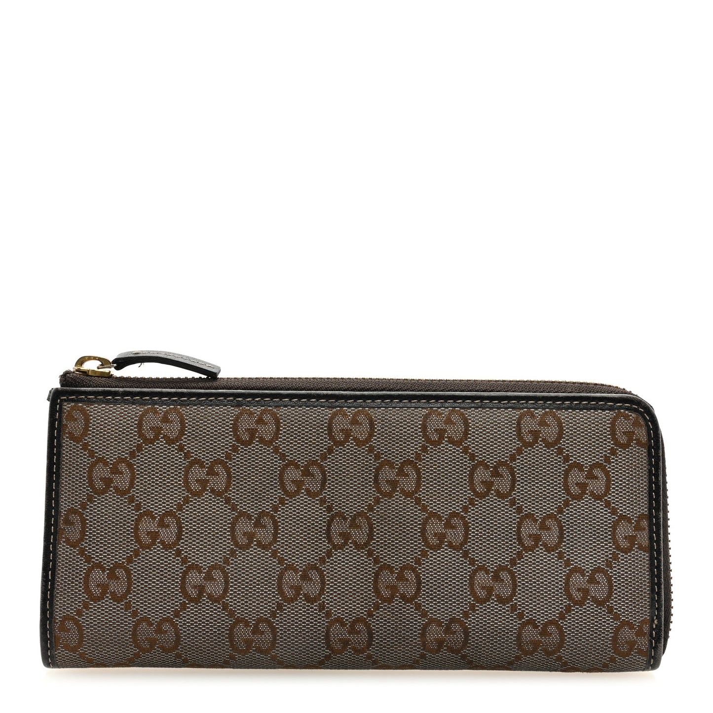 Metallic Monogram Zip Around Wallet Brown