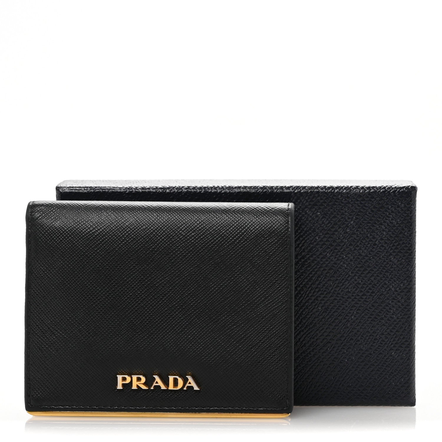 Prada Saffiano Metal Bi-Fold Wallet Black 11 of 11