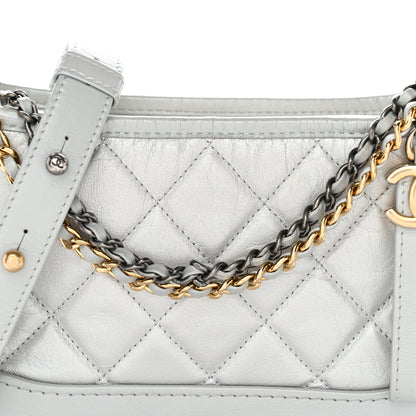 Chanel Metallic Aged Calfskin Quilted Small Gabrielle Hobo Silver 8 of 12