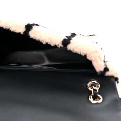 Chanel Shearling Lambskin Large Fluffy Tartan Single Flap Pink Black 5 of 10