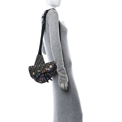 Christian Dior X ALEX FOXOTN Oblique Floral Print Mens Saddle Bag Blue Multicolor 3 of 10