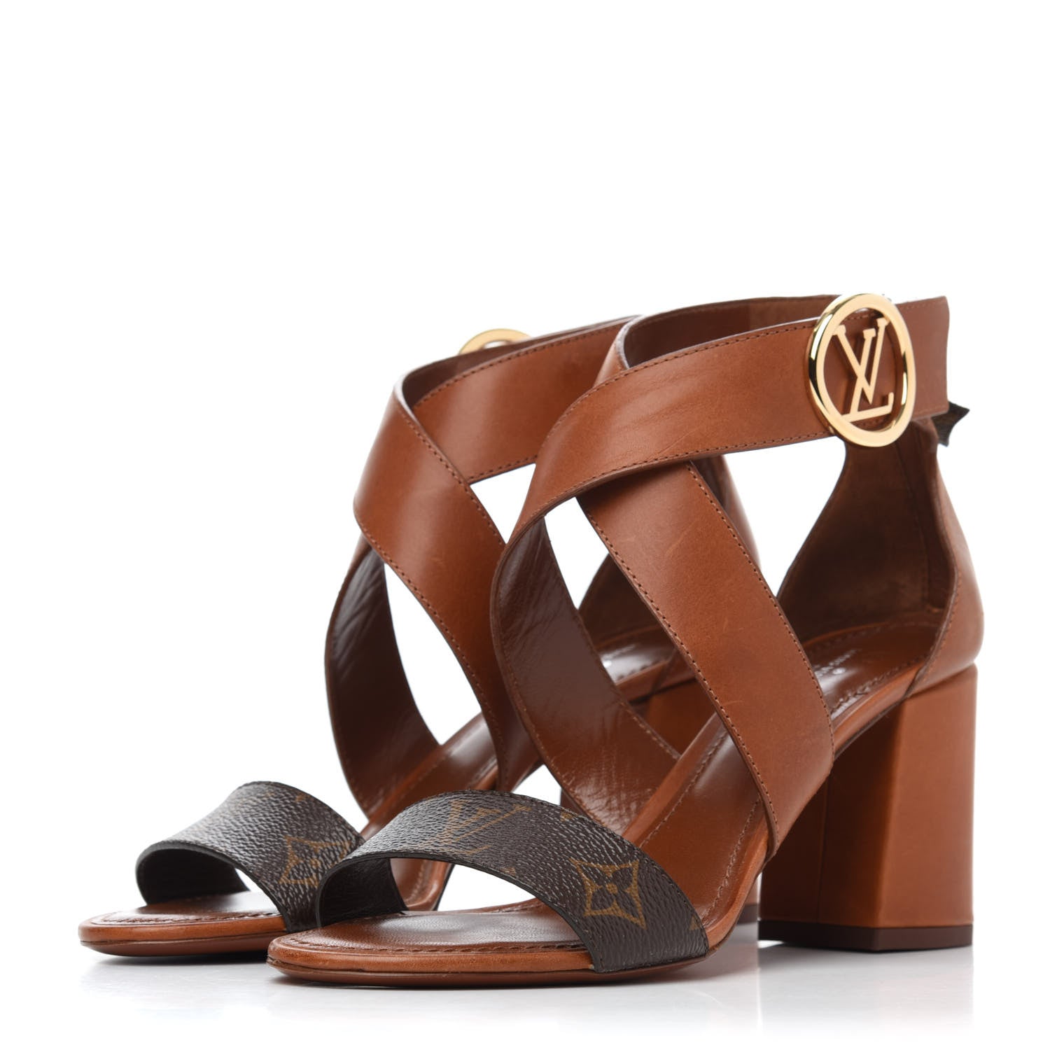 Louis Vuitton Calfskin Monogram Horizon Sandals 37 Cognac Brown 5 of 38
