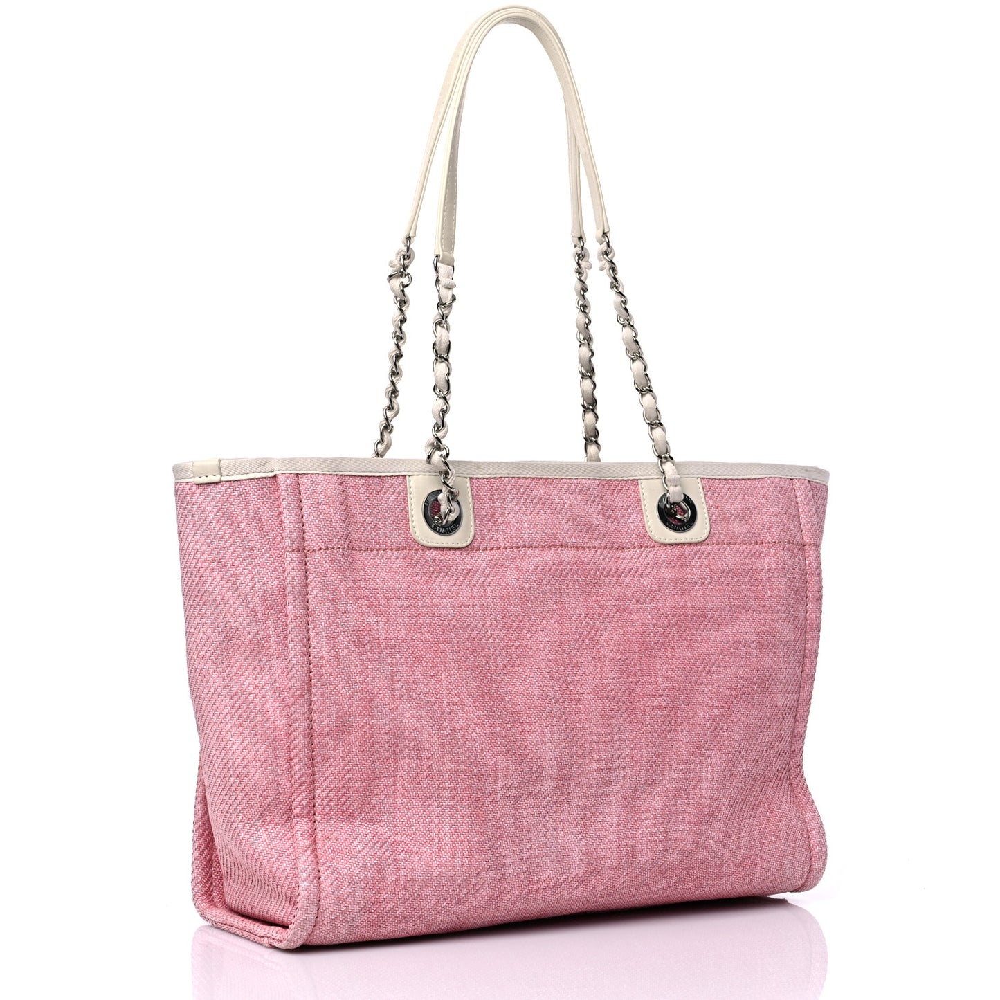 Woven Straw Raffia Small Deauville Tote Pink