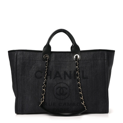 Chanel Woven Straw Raffia Large Deauville Tote  Black 1 of 10