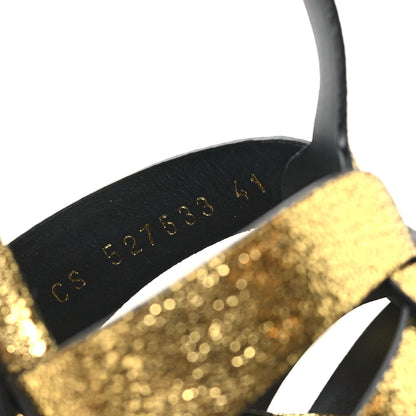 Saint Laurent Metallic Crackled Calfskin Tribute 105 Platform Sandals 41 Gold 8 of 9