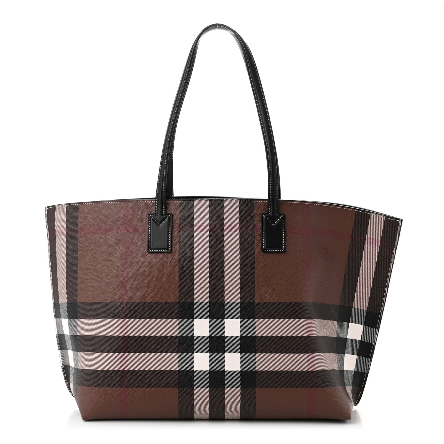 E-Canvas Check Medium Soft TB Tote Dark Birch Brown