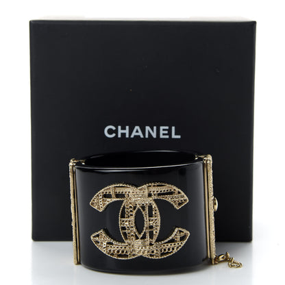Chanel Resin Tweed Effect CC Cuff Black 6 of 6