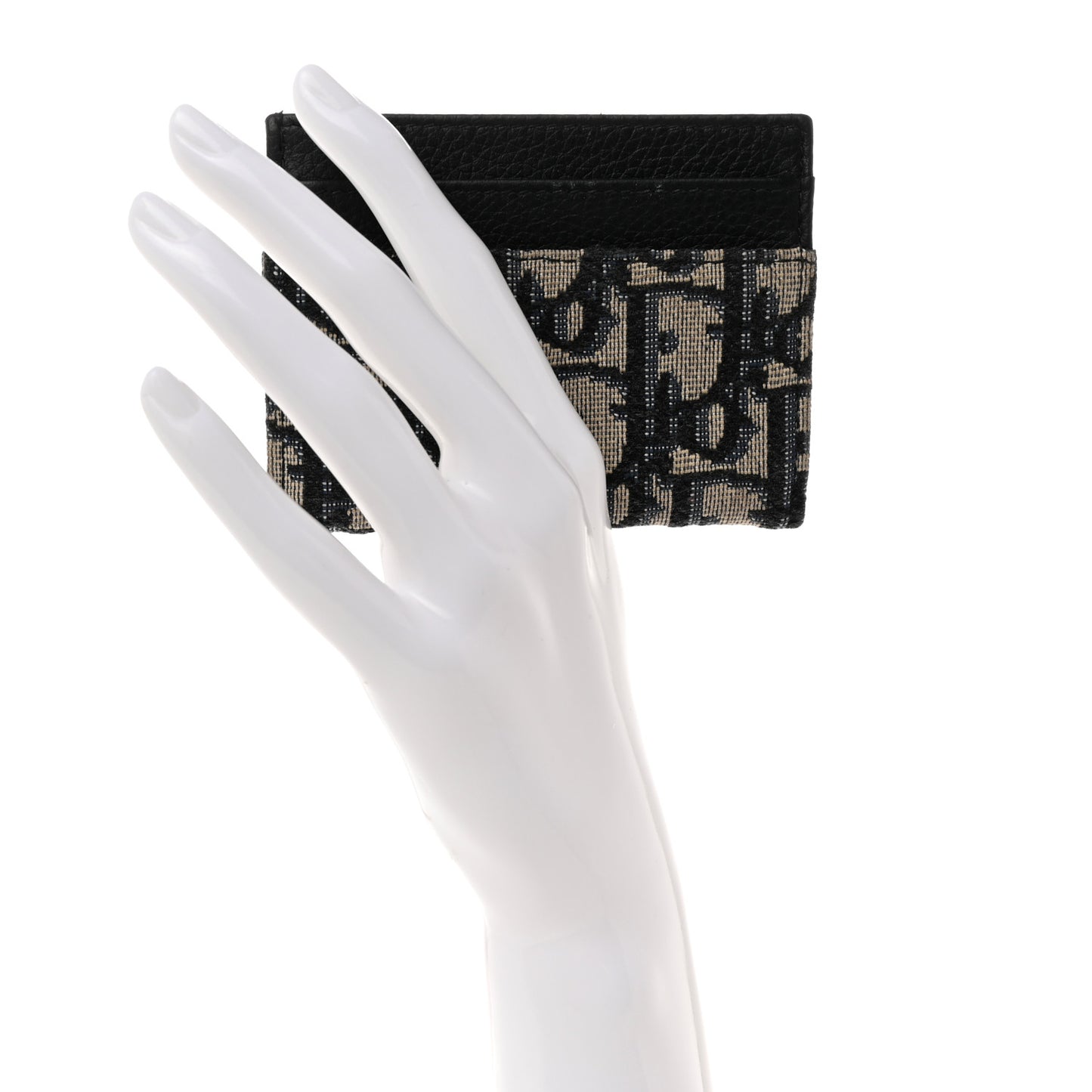 Grained Calfskin Oblique Card Holder Black