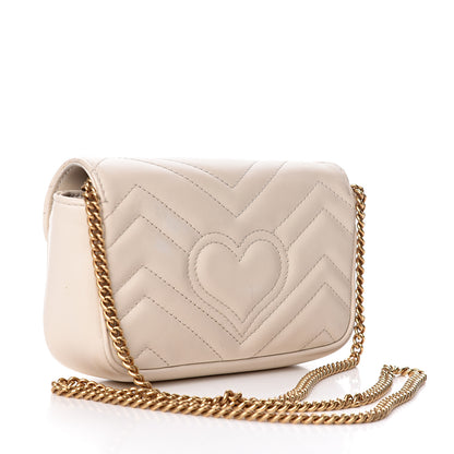 Gucci Calfskin Matelasse Super Mini GG Marmont Shoulder Bag White 3 of 12
