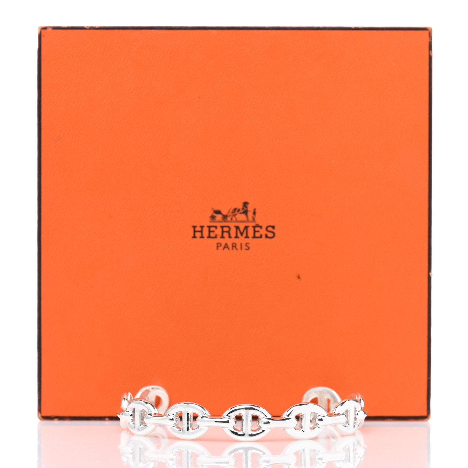 Hermes Sterling Silver MM Chaine d'Ancre Enchainee Cuff Bracelet SH 4 of 4