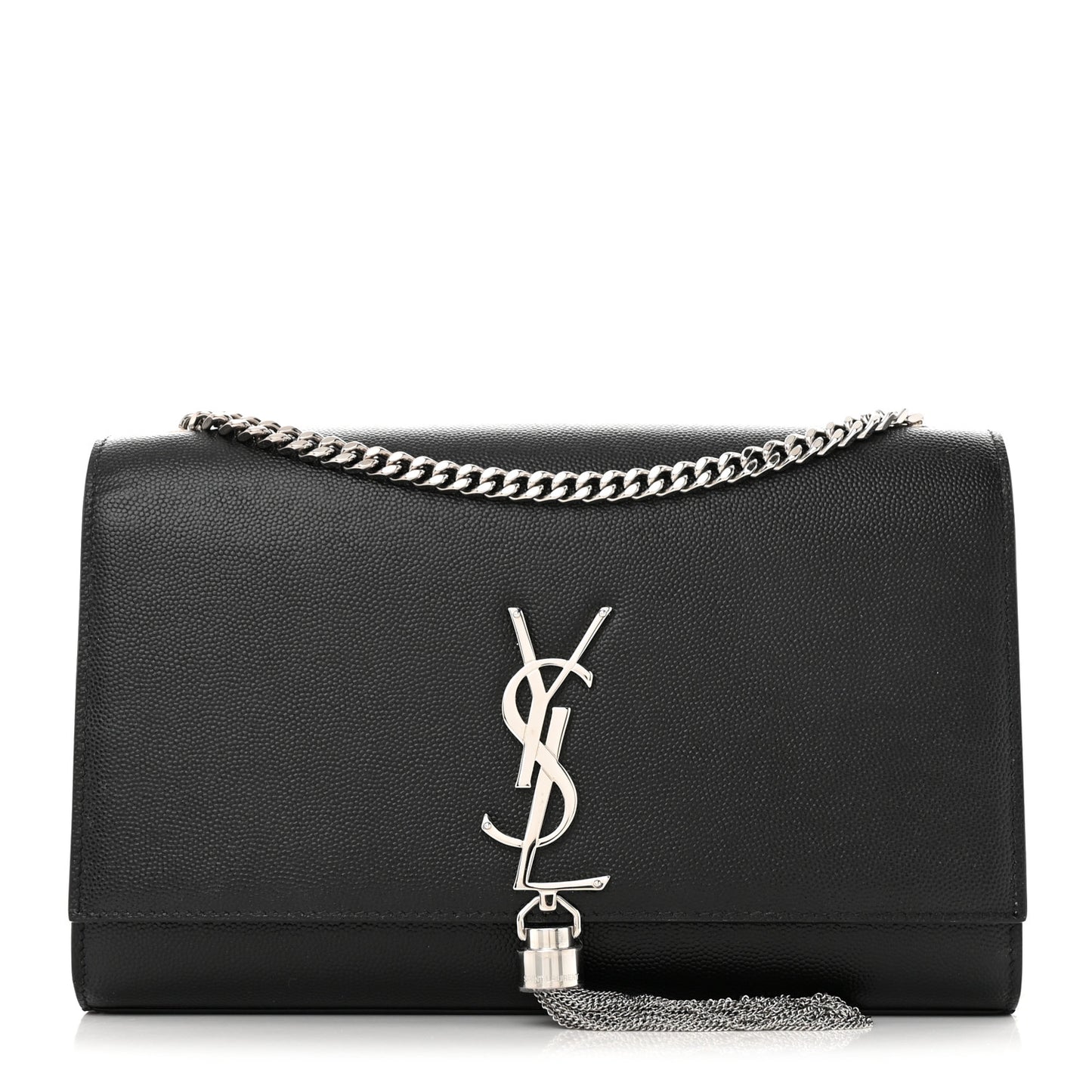 Smooth Calfskin Medium Classic Monogram Kate Tassel Satchel Black