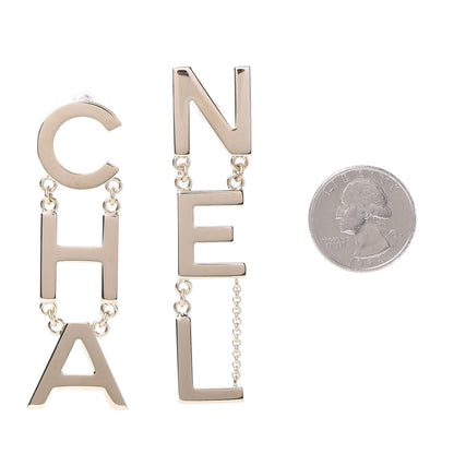 Chanel Metal Cha-Nel Logo Drop Earrings Gold 2 of 5