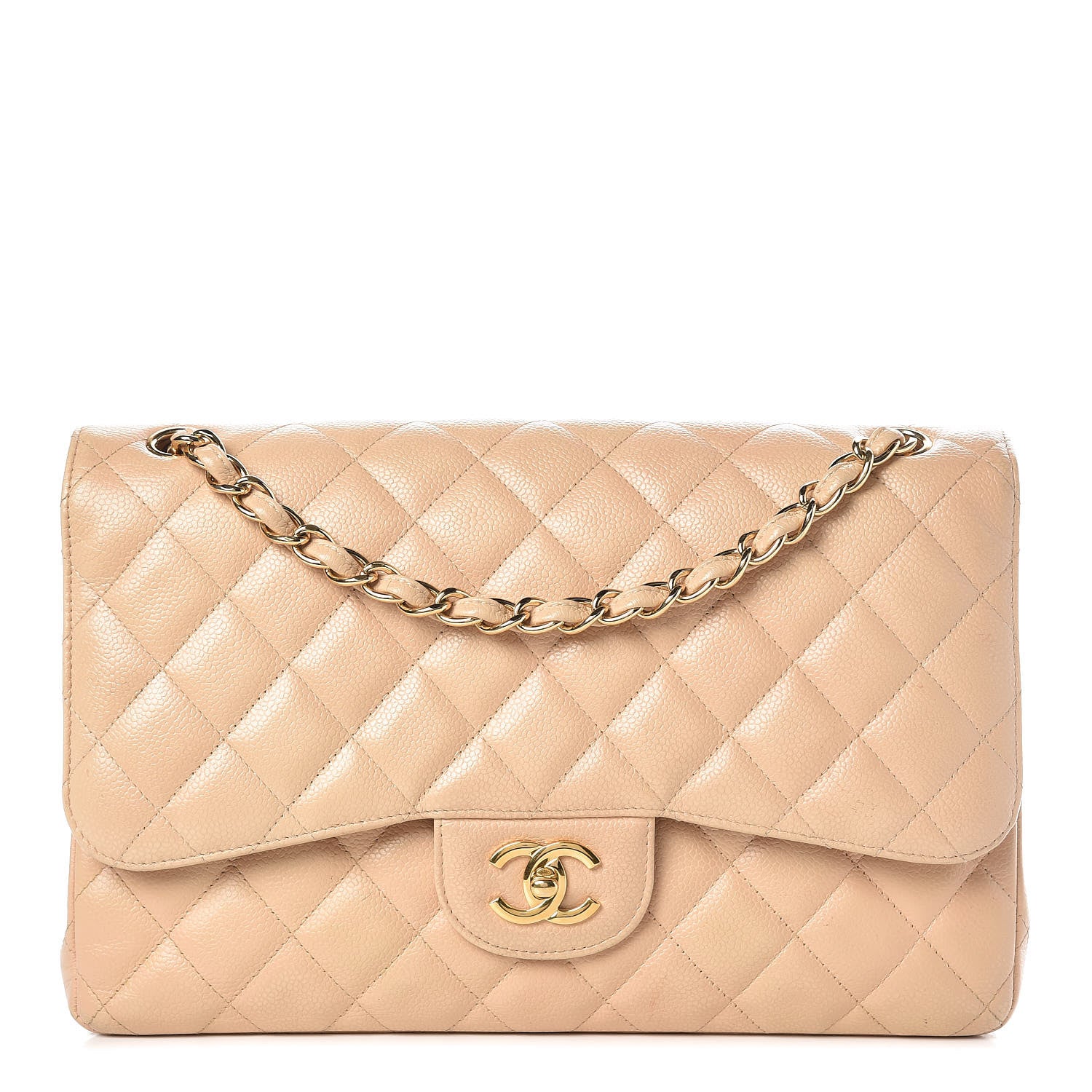 Chanel Caviar Quilted Jumbo Double Flap Beige Clair 1 of 10