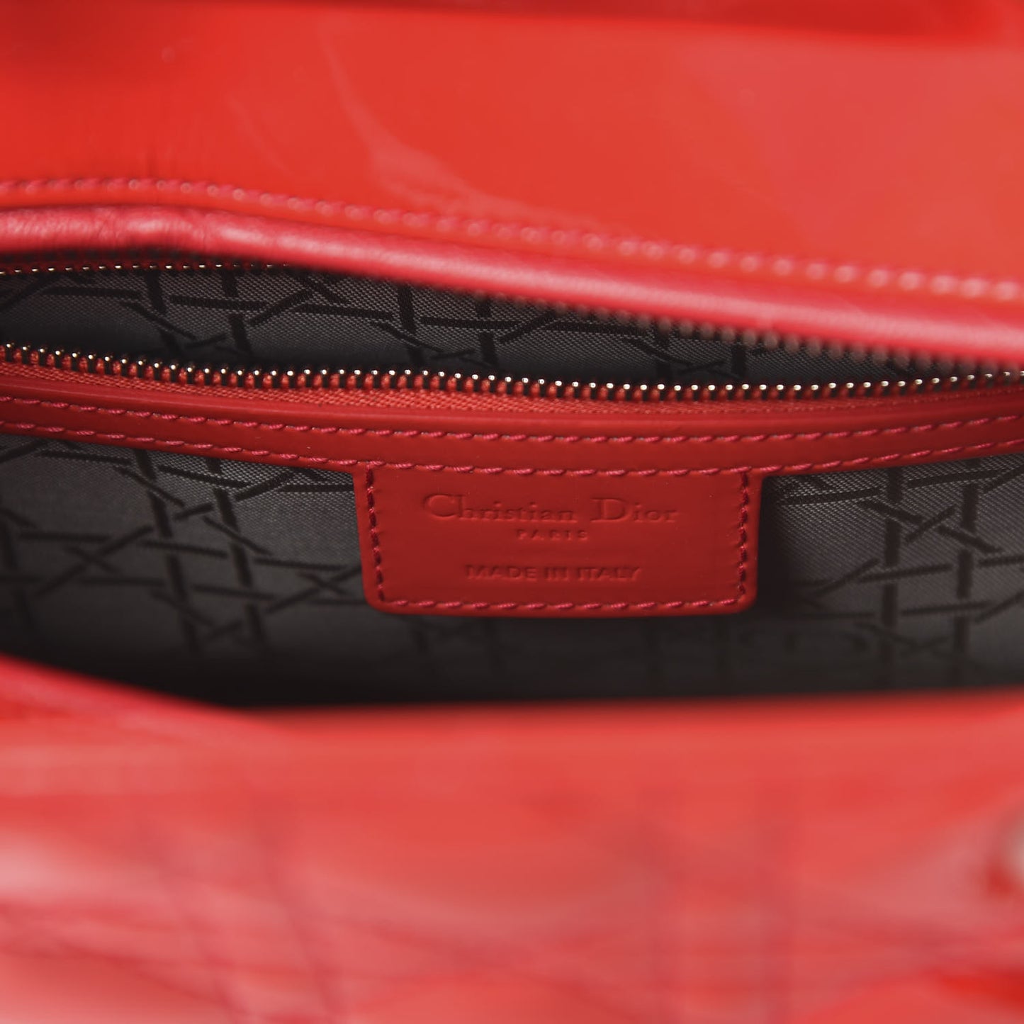Patent Cannage Large Lady Dior Red