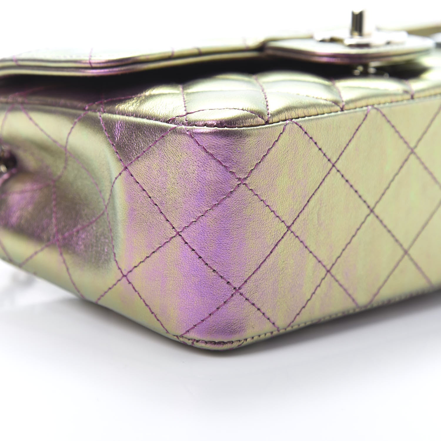 Chanel Iridescent Lambskin Quilted Mini Rectangular Flap Purple 9 of 12