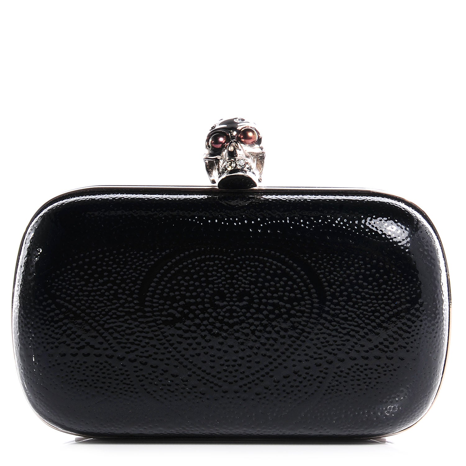 Alexander McQueen Patent Leather Skull Box Clutch Black 1 of 9