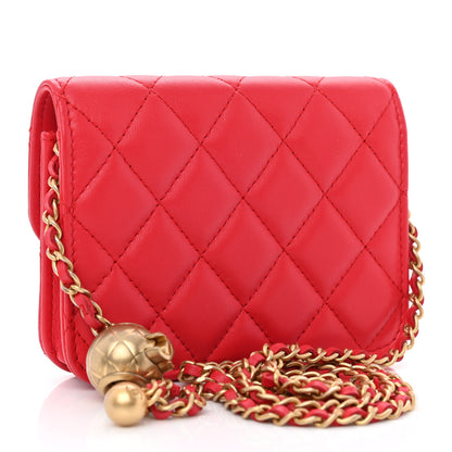 Chanel Lambskin Quilted Pearl Crush Clutch With Chain Red 3 of 12