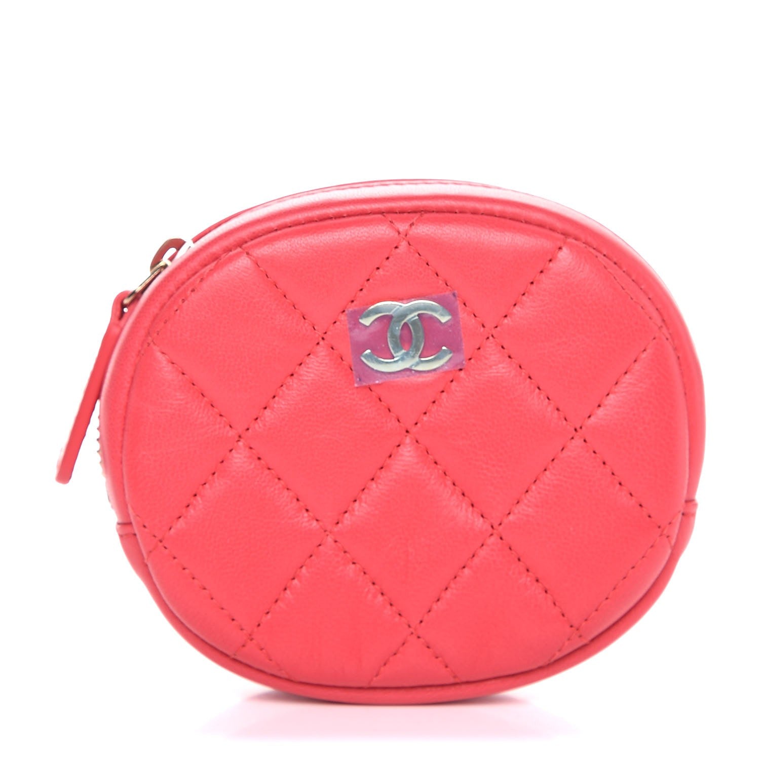 Chanel Lambskin Quilted Zip Around Classic Coin Purse Light Red 1 of 8