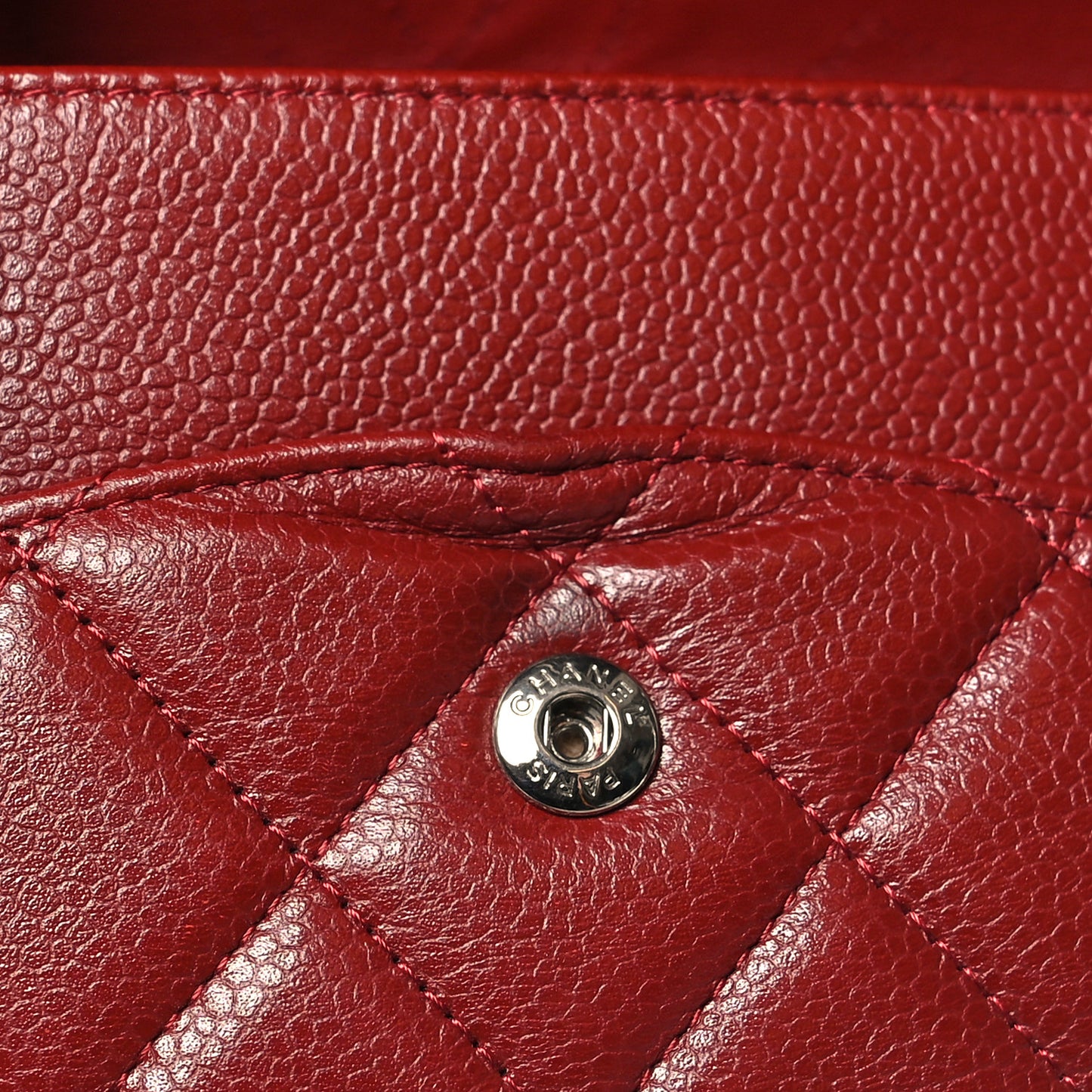 Caviar Quilted Jumbo Double Flap Dark Red