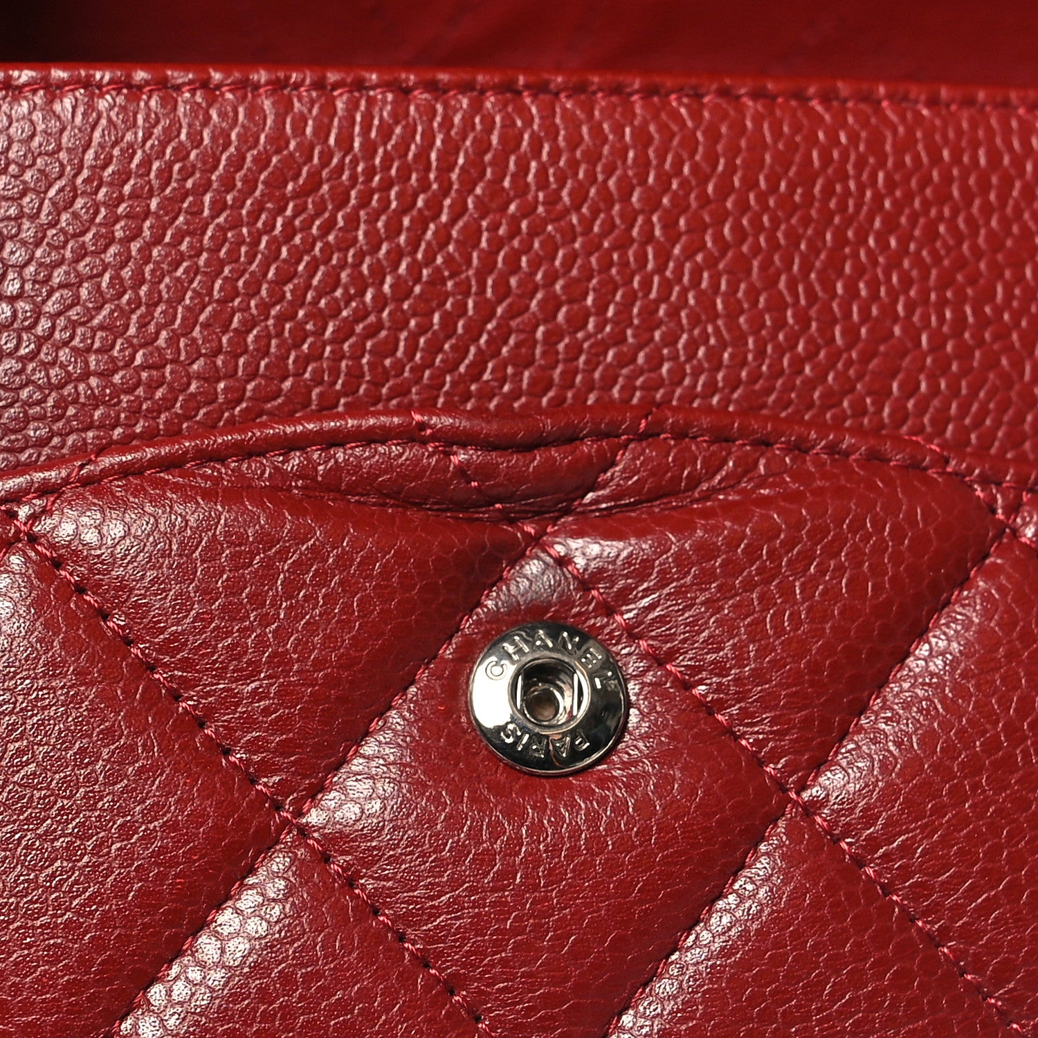 Chanel Caviar Quilted Jumbo Double Flap Dark Red 12 of 13