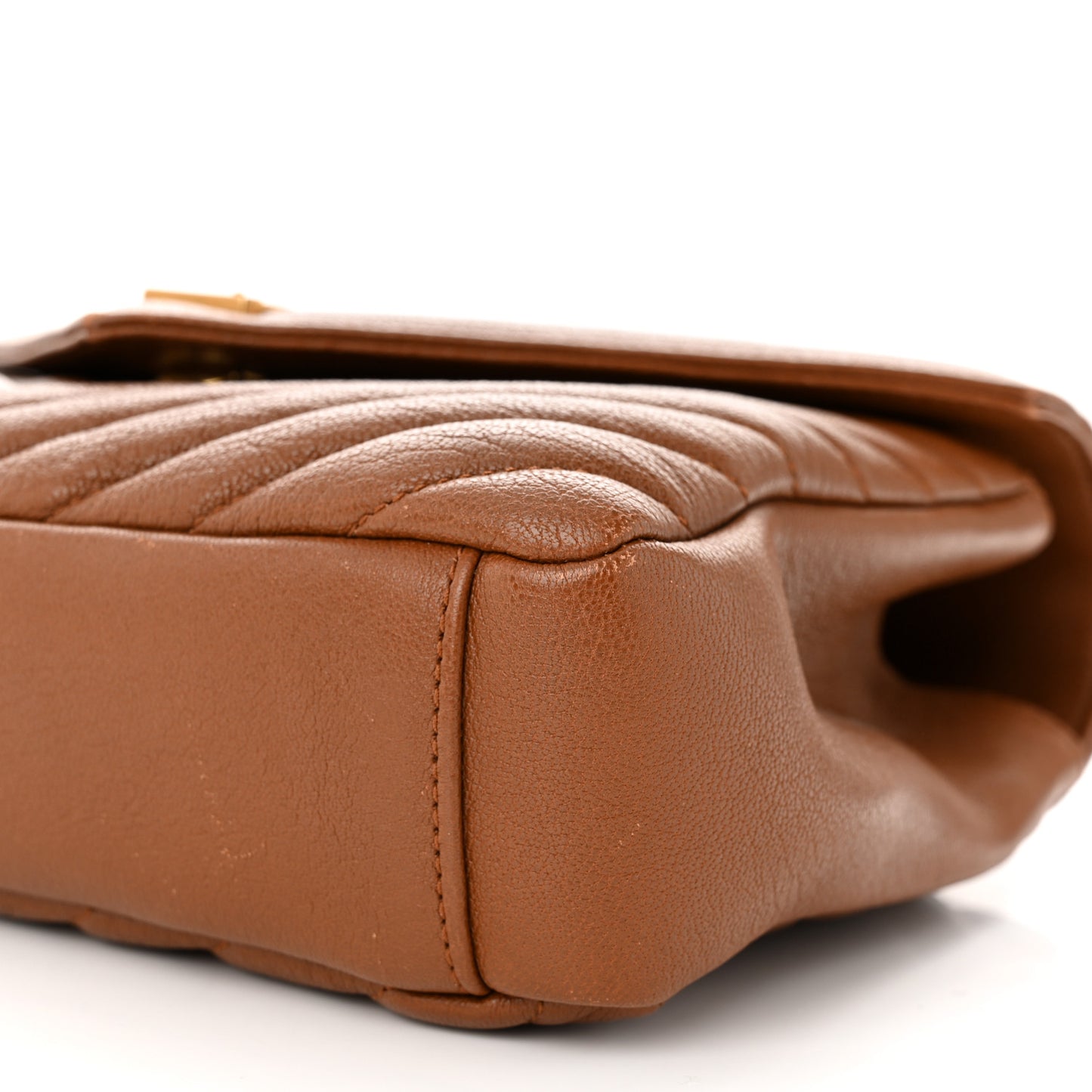 Sheepskin Matelasse Chevron Monogram Medium College Bag Brick