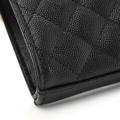 Saint Laurent Grain De Poudre Mixed Matelasse Triquilt Monogram Chain Wallet Black 10 of 11
