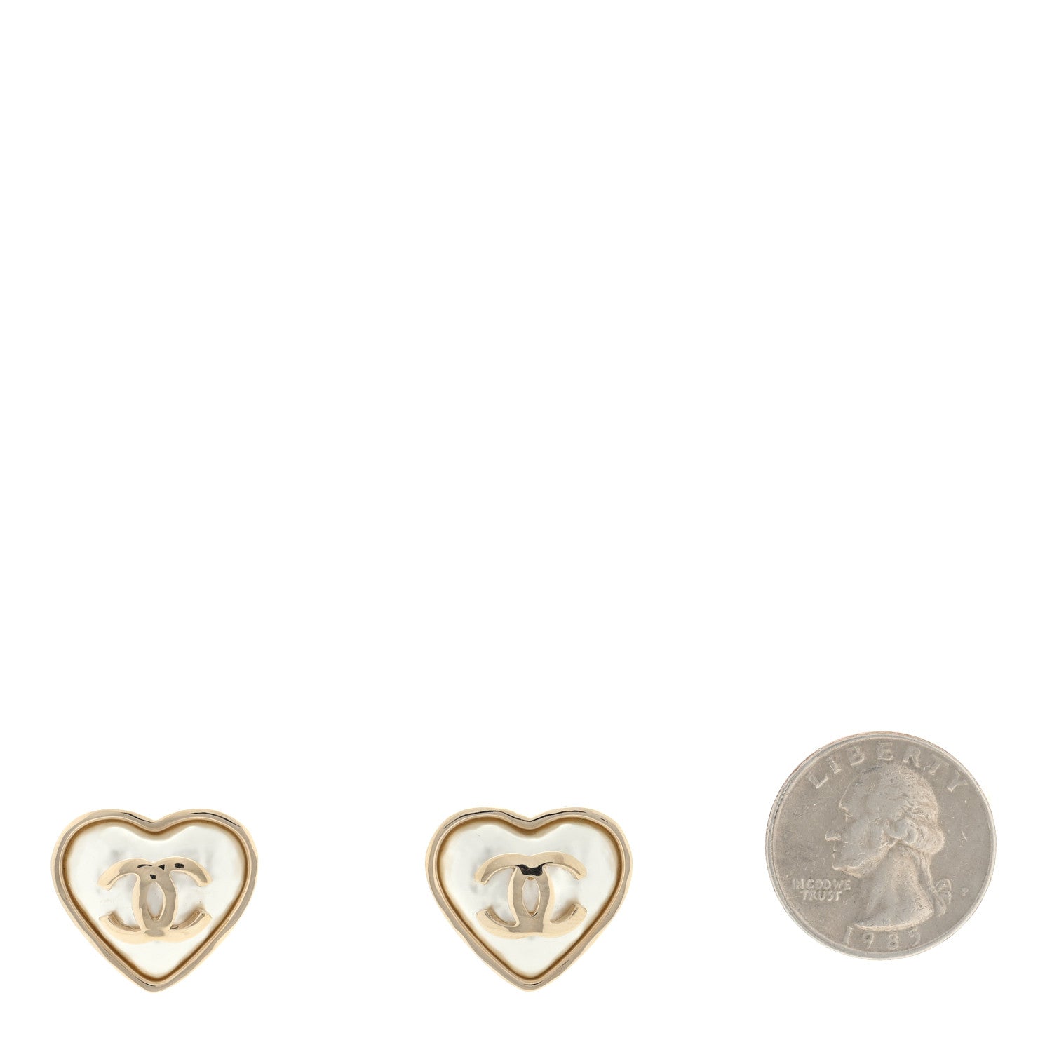 Chanel Pearl CC Heart Earrings Gold 2 of 4