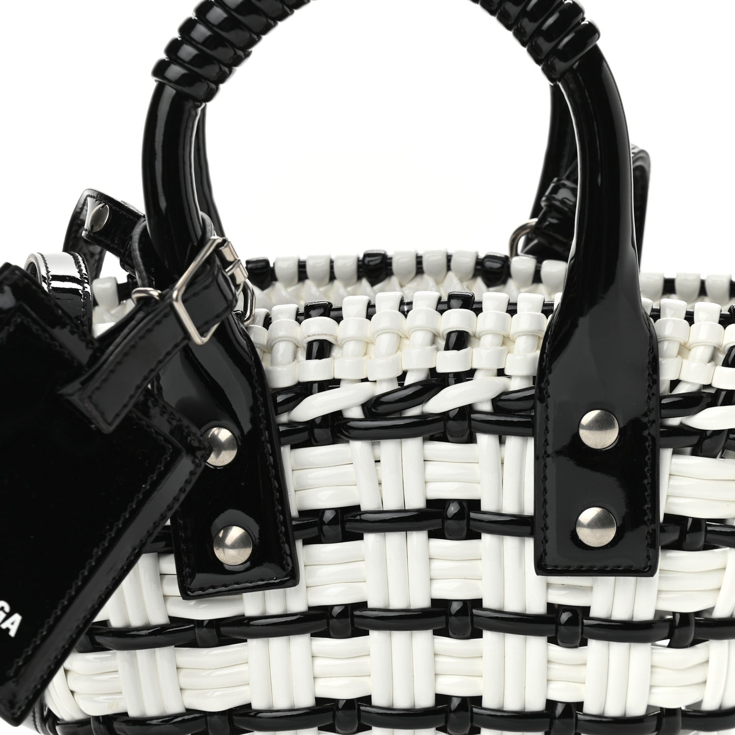 Faux Calfskin XXS Bistro Basket Black White