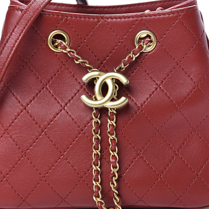 Chanel Calfskin Stitched Small Egyptian Amulet Drawstring Bag Red 7 of 9