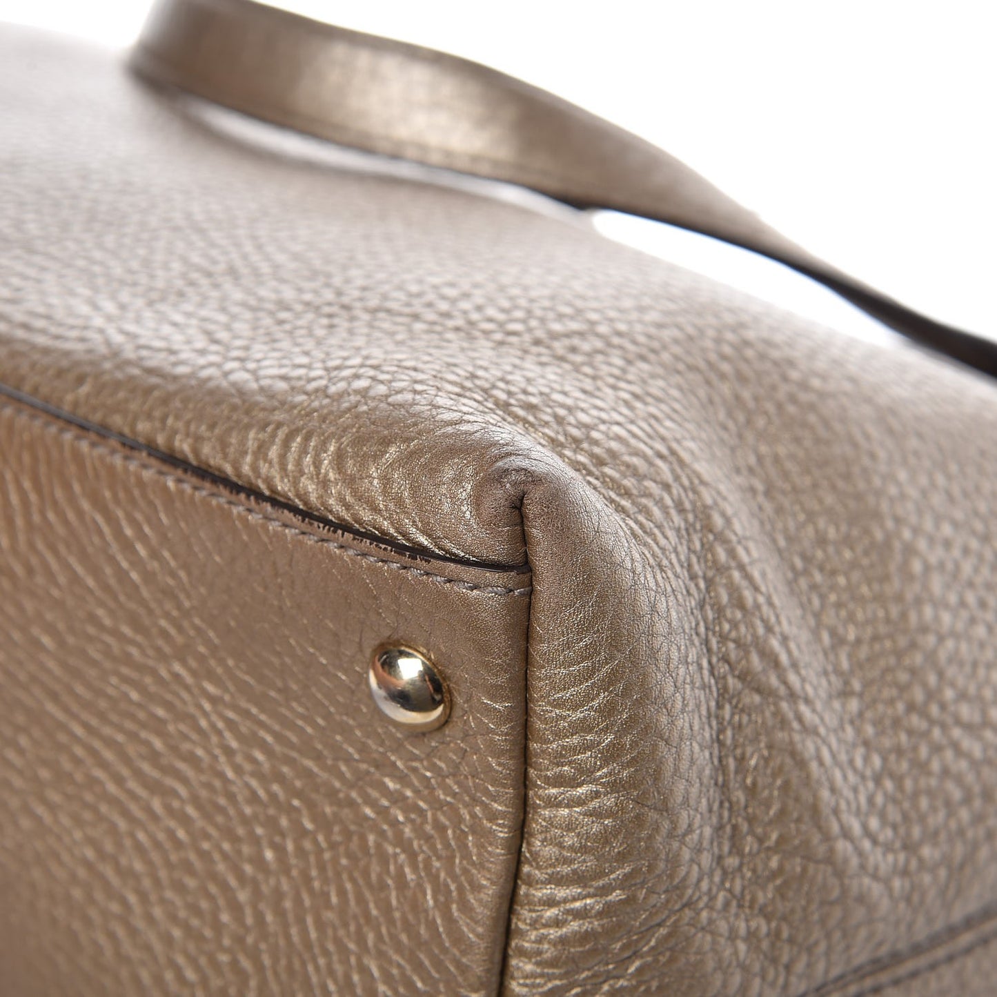 Metallic Cellarius Calfskin Small Soho Top Handle Satchel Golden Beige