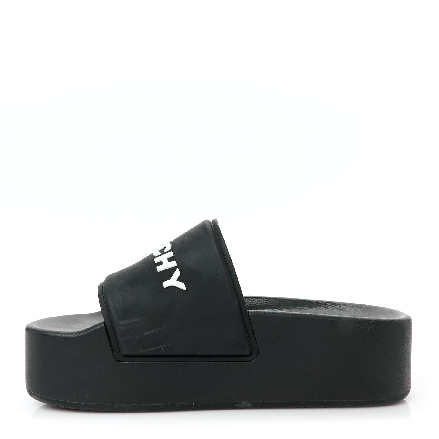 Rubber Logo Platform Slides 38 Black
