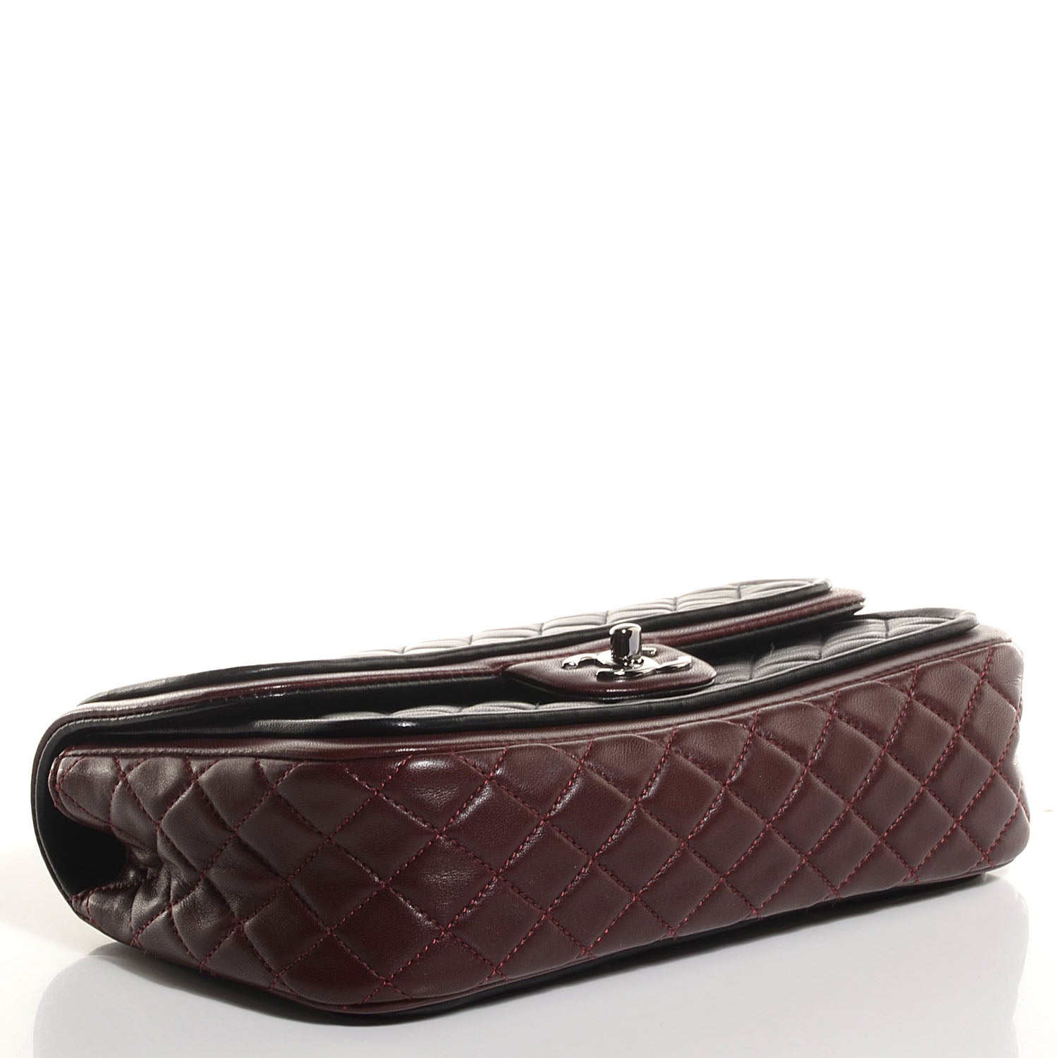 Chanel Lambskin Quilted Classic Twist Flap Bag Black Bordeaux 4 of 9