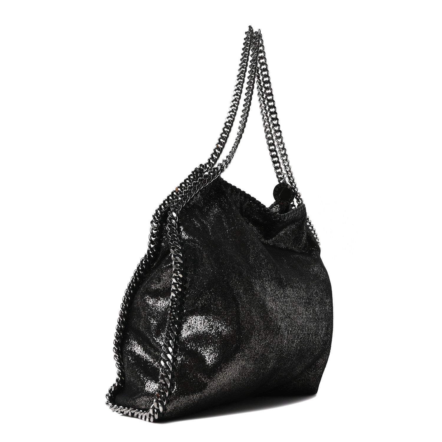 Stella McCartney Chamois Shiny Dotted Small Falabella Tote Ruthenium 3 of 9