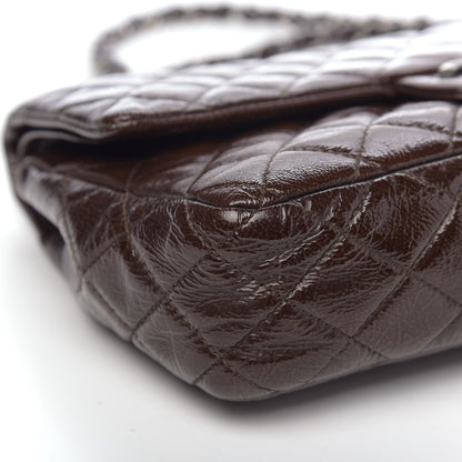 Chanel Crinkled Patent Quilted Medium Double Flap Brown 8 of 13