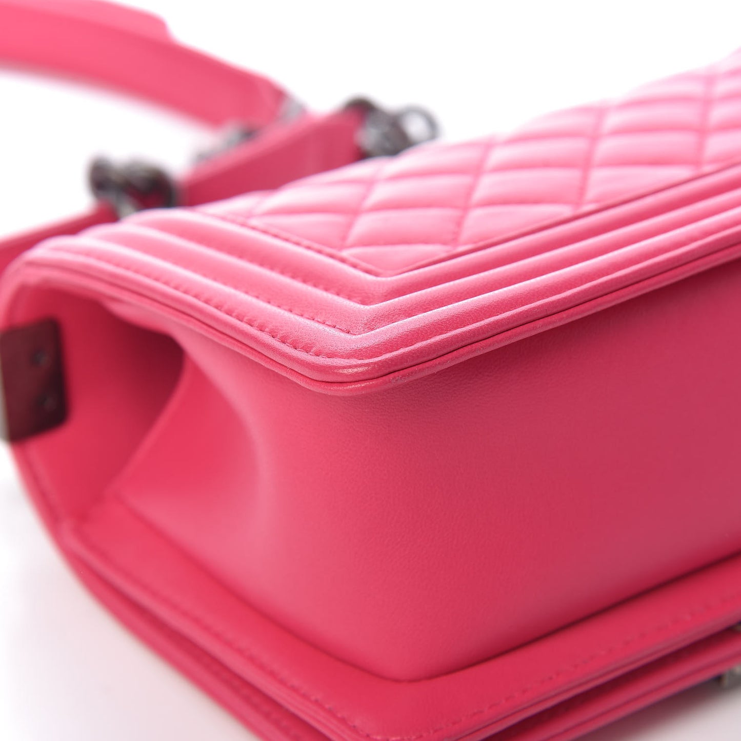 Lambskin Quilted Small Boy Flap Dark Pink