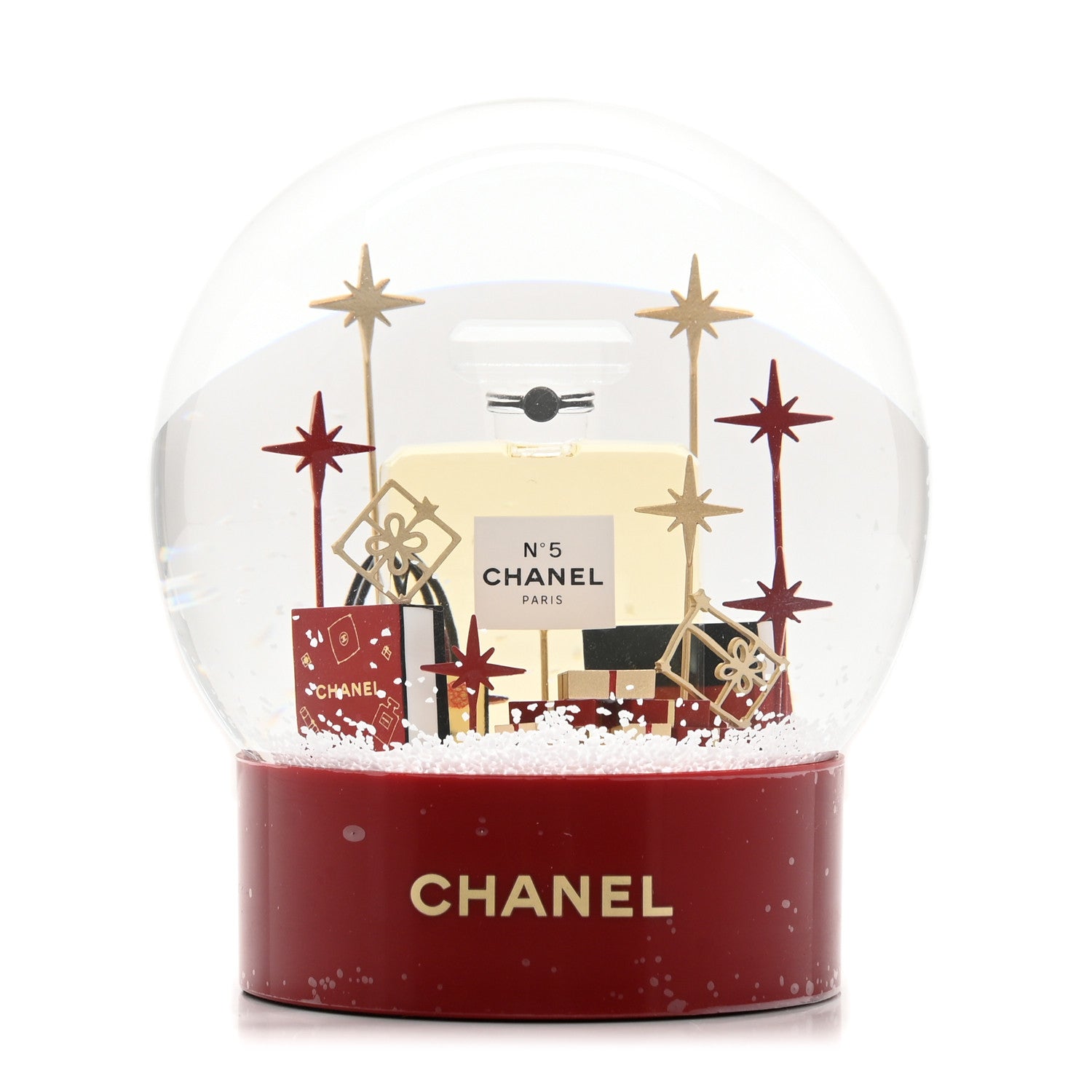 Chanel Glass N°5 Perfume Bottle Snow Globe Red 1 of 7