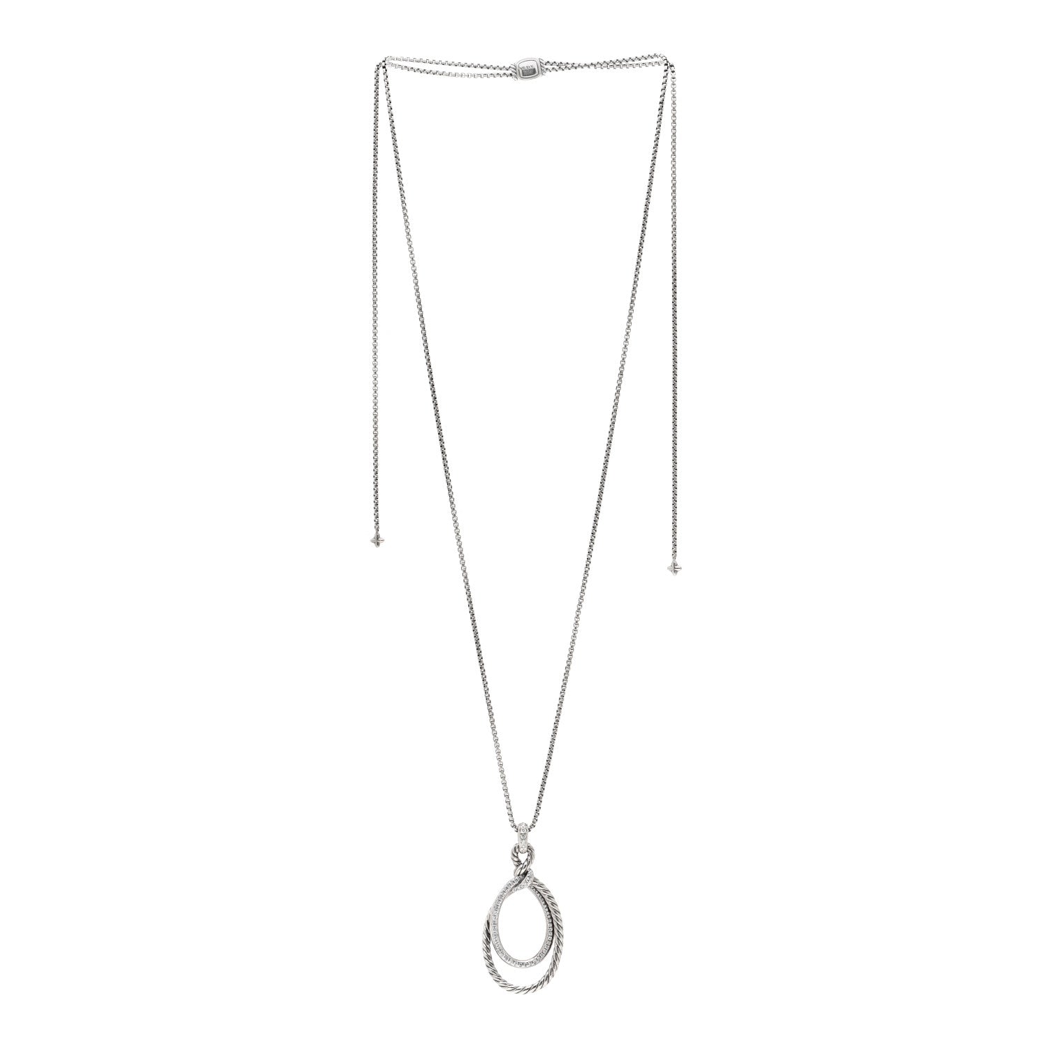 David Yurman Sterling Silver Diamond Continuance Pendant Necklace 3 of 4