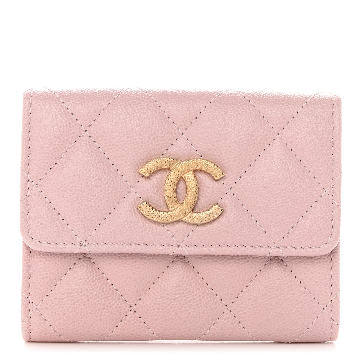 Chanel Caviar Quilted Studded CC Flap Card Holder Light Pink 1 of 9