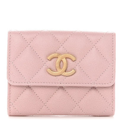 Chanel Caviar Quilted Studded CC Flap Card Holder Light Pink 1 of 9