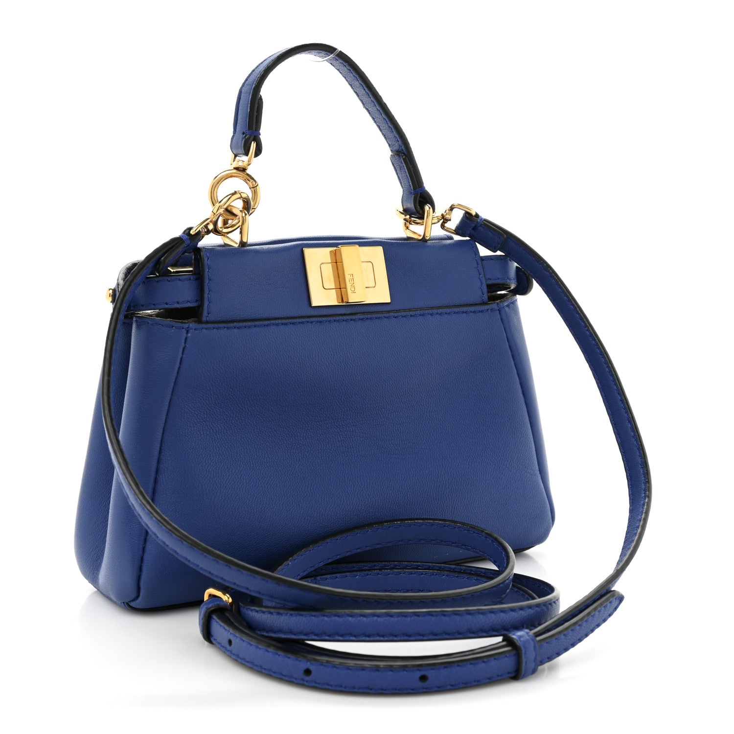 Fendi Shiny Nappa Micro Peekaboo Iconic Satchel Bluette 3 of 16