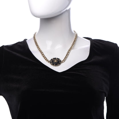 Chanel Lambskin CC Chain Short Necklace Black Gold 2 of 6