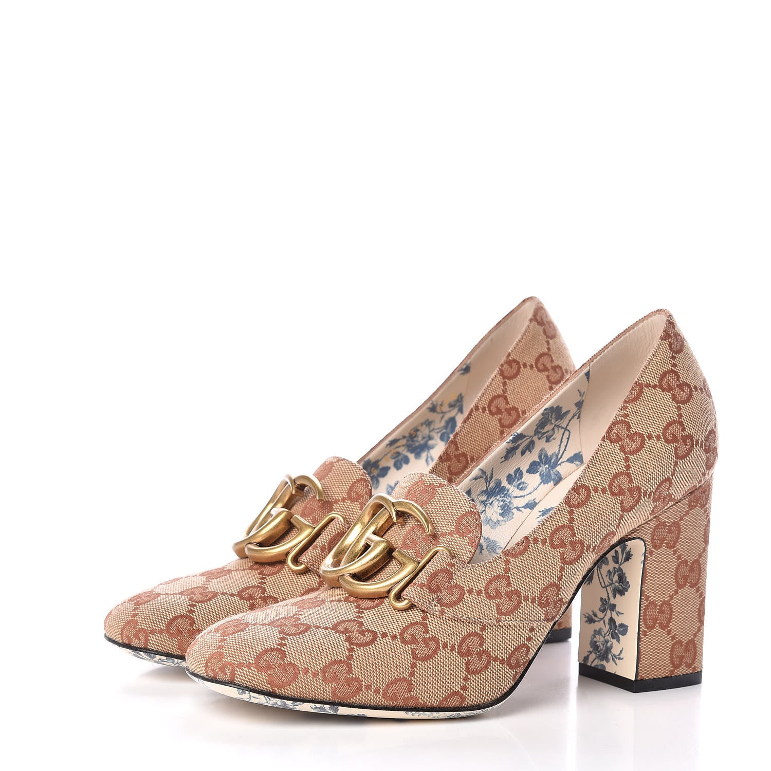 Gucci Monogram GG Victoire 95mm Loafer Pumps 37 Beige Ruggine 3 of 12