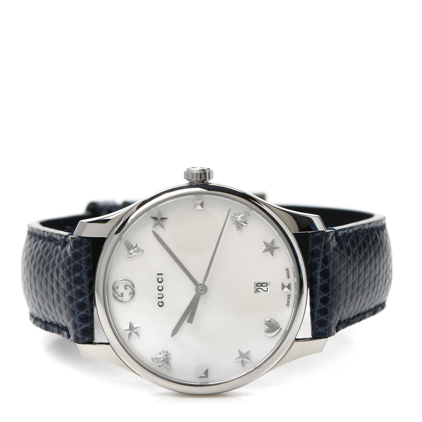 Stainless Steel Calfskin Mother of Pearl 36mm G-Timeless Charm Quartz Watch