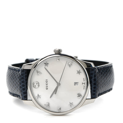 Gucci Stainless Steel Calfskin Mother of Pearl 36mm G-Timeless Charm Quartz Watch 2 of 5