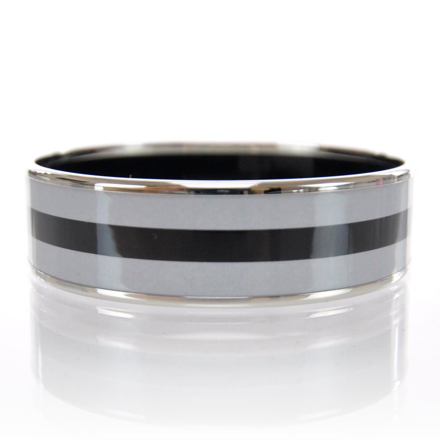 Enamel Wide Bangle Black Gray