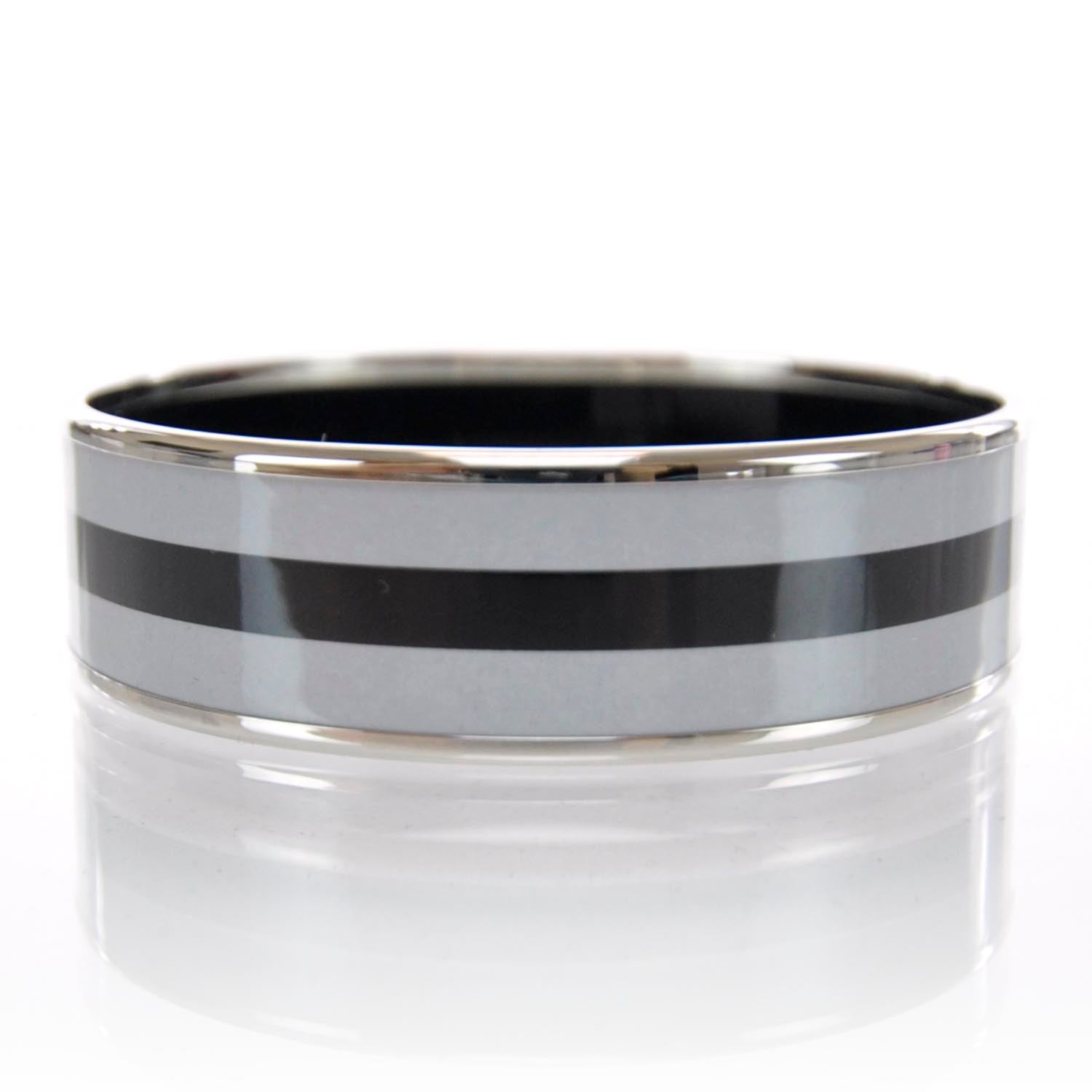 Hermes Enamel Wide Bangle Black Gray 2 of 11