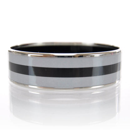 Hermes Enamel Wide Bangle Black Gray 2 of 11