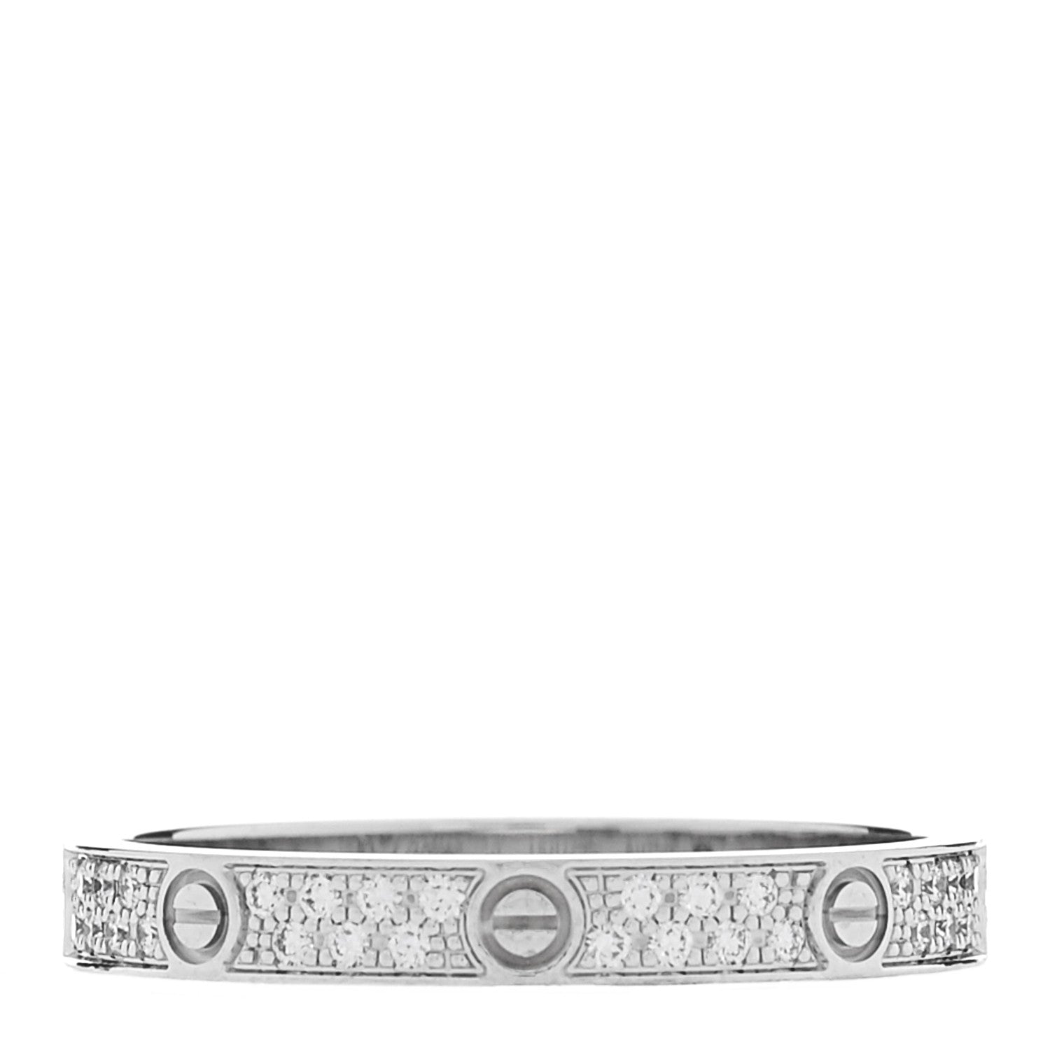 Cartier 18K White Gold Diamond 2.6mm LOVE Paved Band Ring 51 5.75 3 of 6