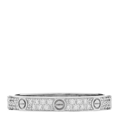 Cartier 18K White Gold Diamond 2.6mm LOVE Paved Band Ring 51 5.75 3 of 6