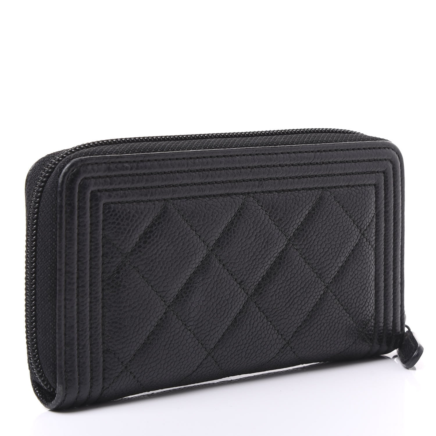 Chanel Caviar Quilted Small Boy Zip Around Wallet Black 2 of 11